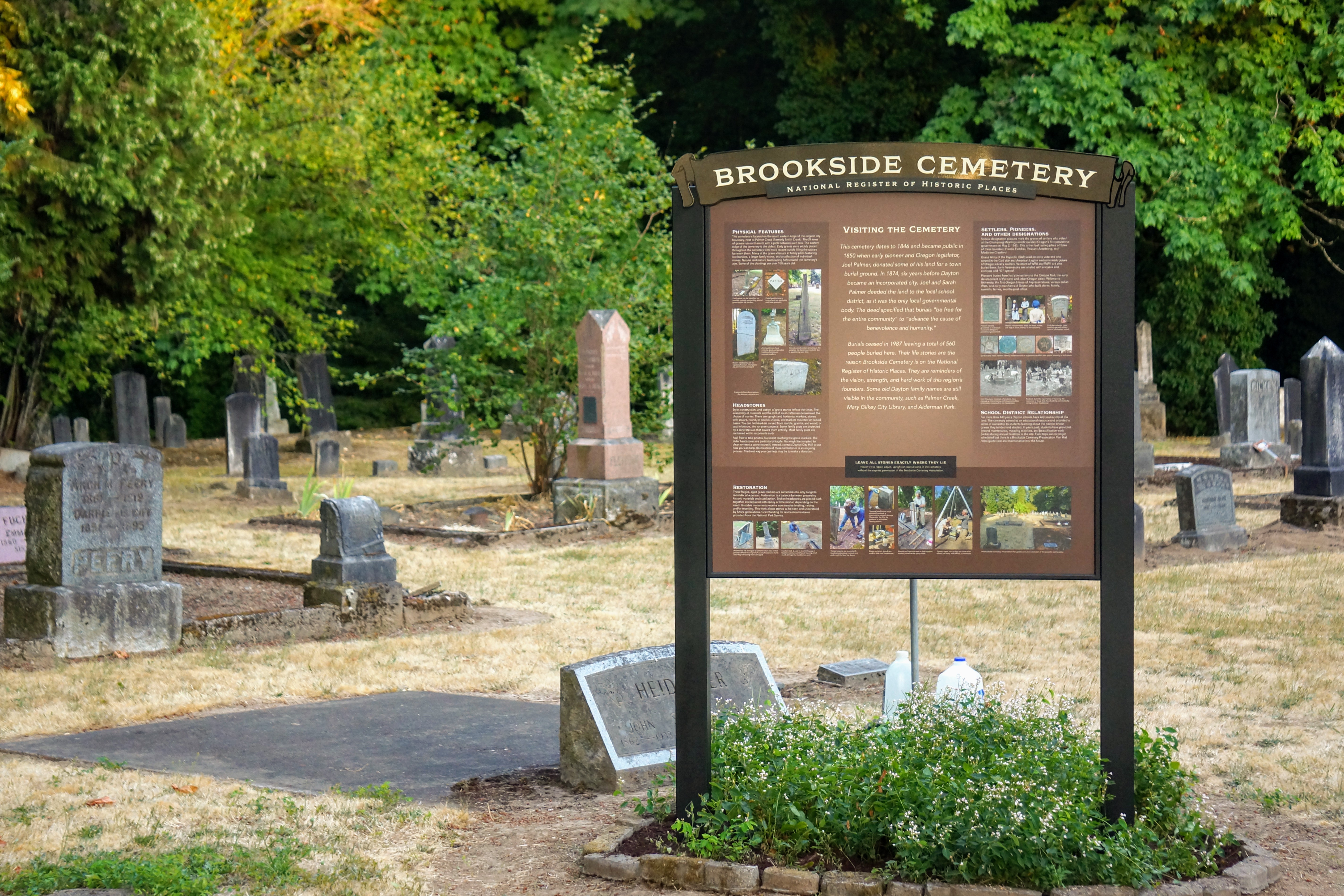 Brookside Cemetery with new sign